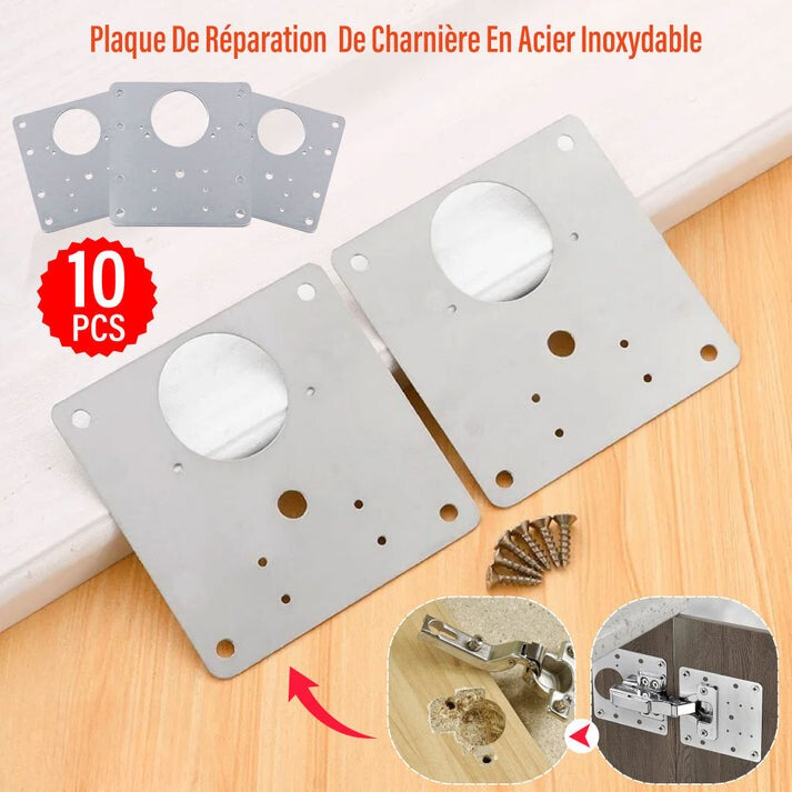 Kit De Plaque De Réparation De Charnière De Porte D'armoire En Acier Inoxydable. (10 PCS)