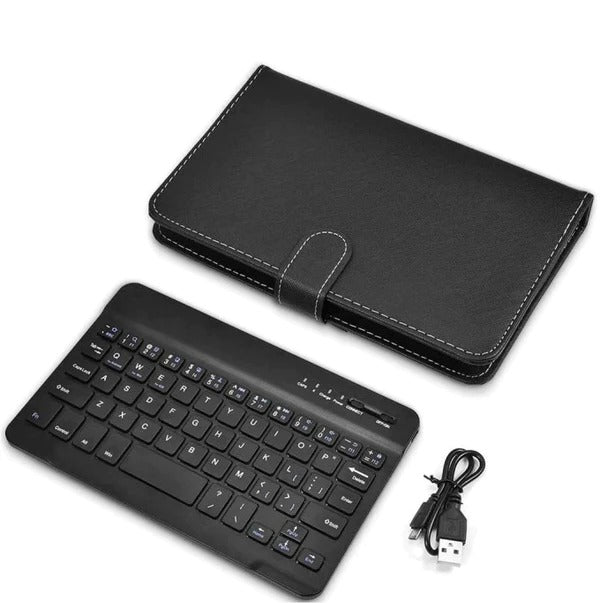 Clavier bluetooth mobile/tablette avec housse en cuir