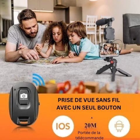 Kit de microphone vidéo professionnel avec trépied et lumière LED