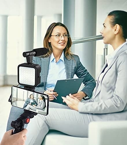 Kit de microphone vidéo professionnel avec trépied et lumière LED