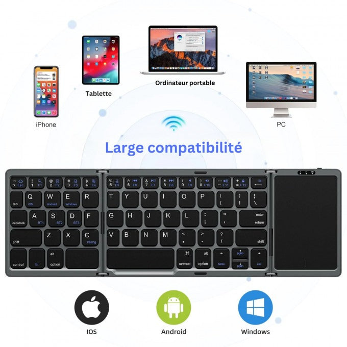 Clavier Bluetooth pliable avec pavé tactile (PROMOTION -40%)