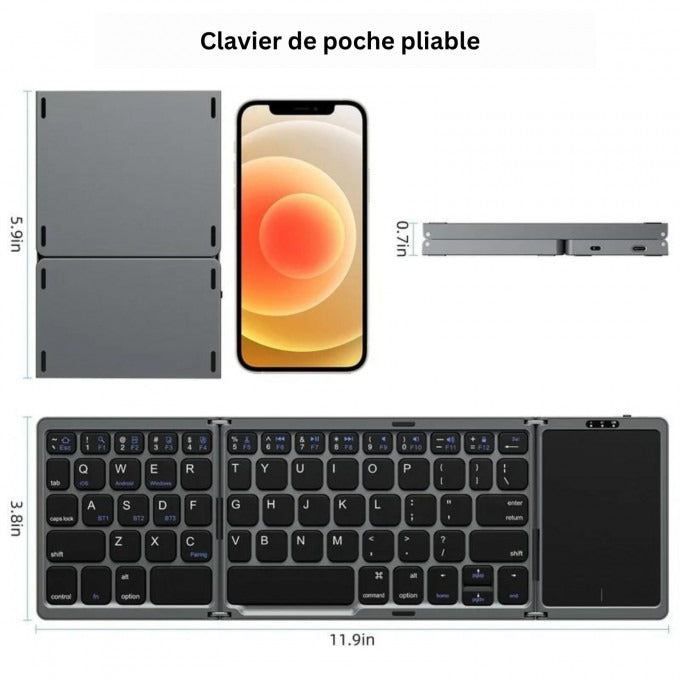 Clavier Bluetooth pliable avec pavé tactile (PROMOTION -40%)