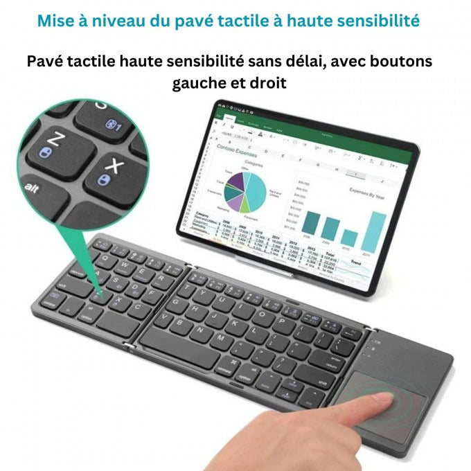 Clavier Bluetooth pliable avec pavé tactile (PROMOTION -40%)