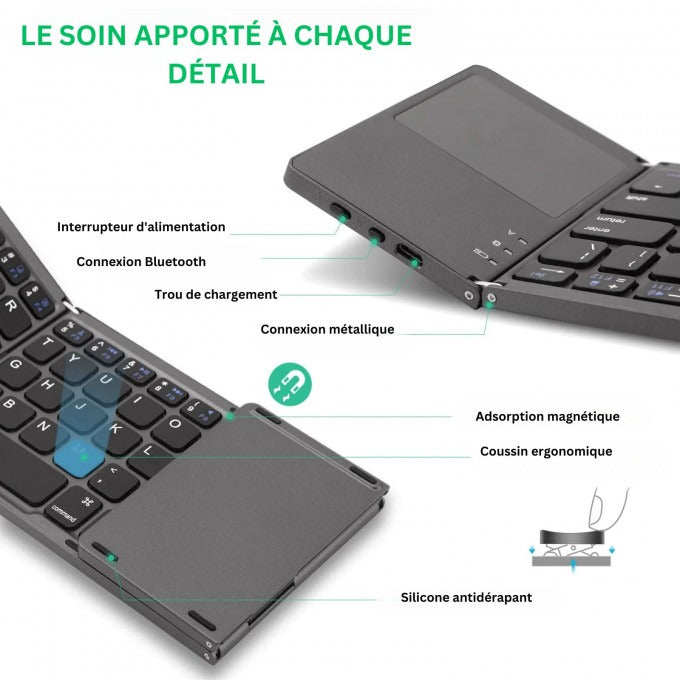 Clavier Bluetooth pliable avec pavé tactile (PROMOTION -40%)