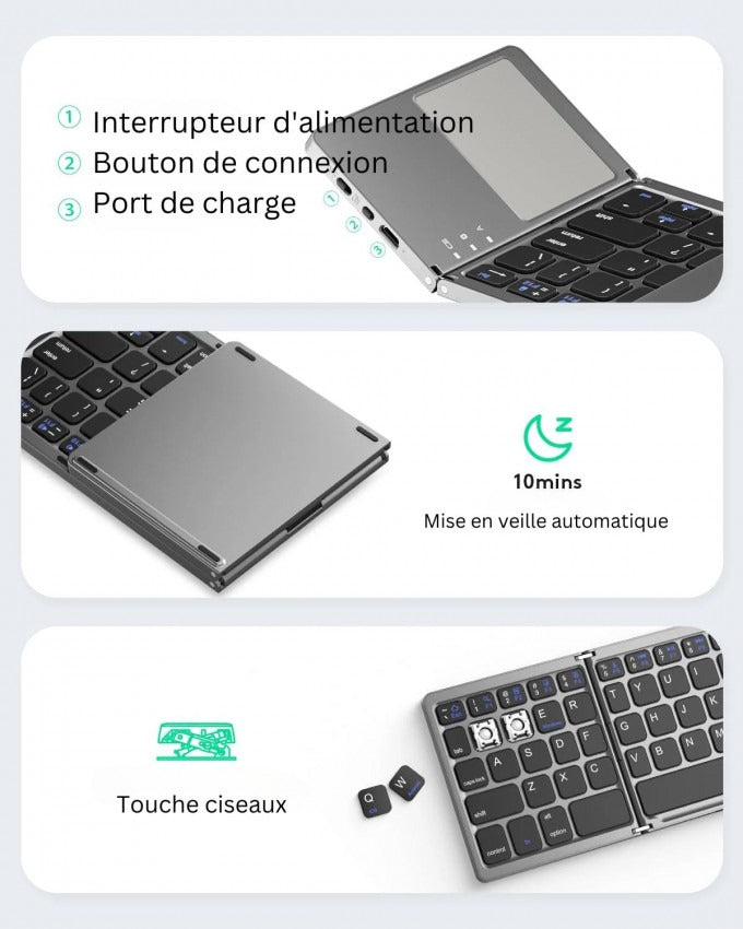 Clavier Bluetooth pliable avec pavé tactile (PROMOTION -40%)