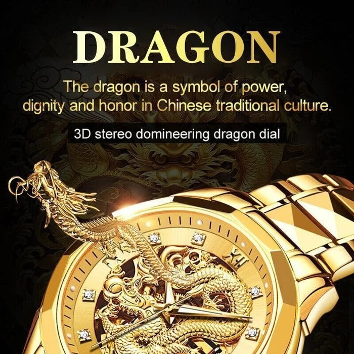 ⌚Montre dragon doré en relief⌚✨