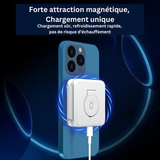 Chargeur sans fil pliable 3-en-1 avec aspiration magnétique